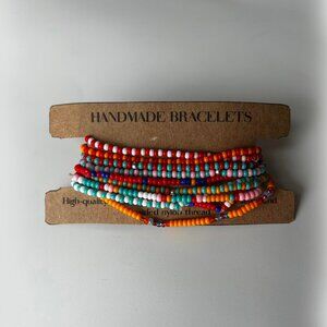 Women's 10-Strand Stackable Beaded Bracelets – Mixed Pattern Bracelet Stack